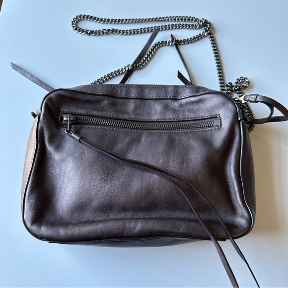 AllSaints Metallic Brown Leather Chain Crossbody Bag - Picture 13 of 14
